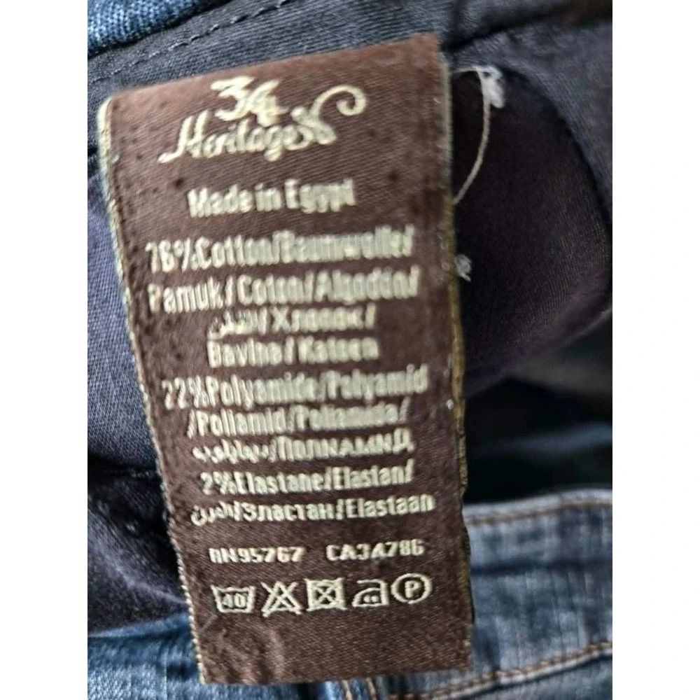 34 Heritage Courage Straight Leg Jeans Mens 34x32 Dark Wash Blue Denim Stretch